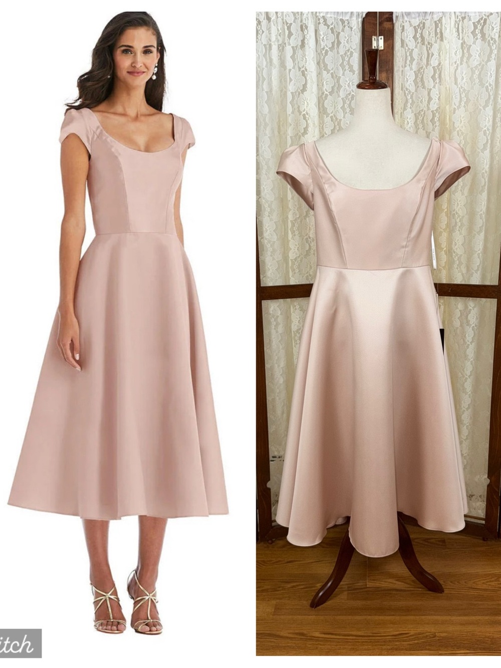Elegant New Alfred Sung Cameo Satin Twill Dress
